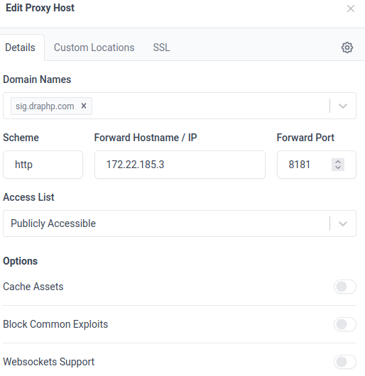 Nginx Proxy Manager proxy host